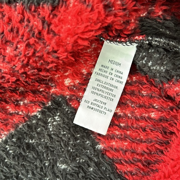 Thread & Supply Red Buffalo Plaid Fuzzy Sherpa 3/4 Zip Sweatshirt Women’s Medium - Picture 8 of 9